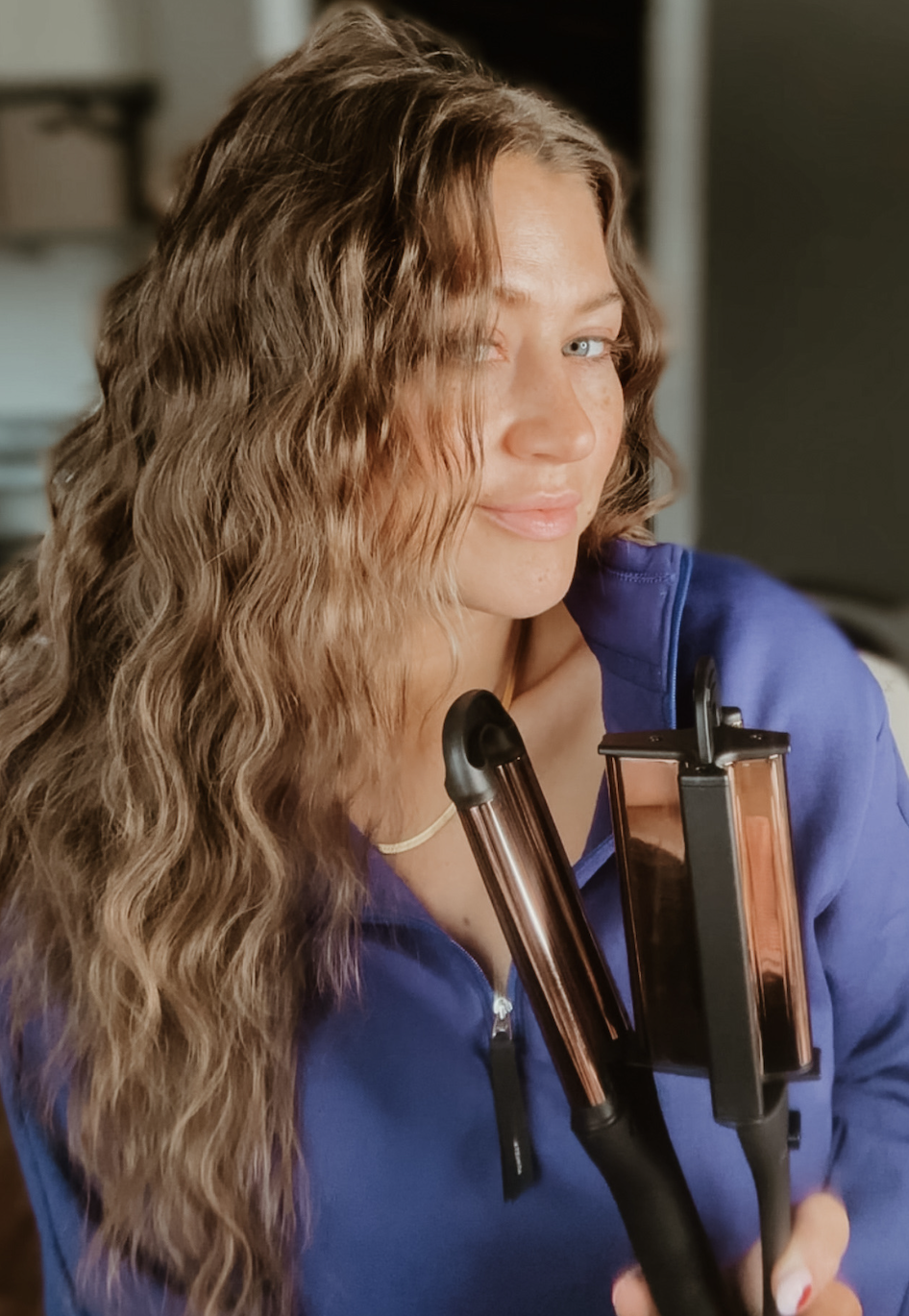 Savannah Kreger styling hair with L’ange Le Vogue Ceramic Waver, effortless beach waves, voluminous textured hairstyle, shiny healthy strands, best L’ange styling tools, must-have waver, salon-quality hair at home, heat styling with L’ange, long-lasting curls, everyday hair care