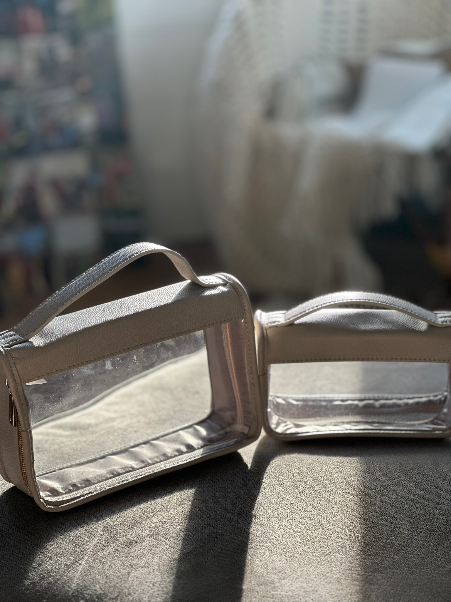 Clear travel makeup bags from Target with zipper closure, organized cosmetic bags for travel and daily use