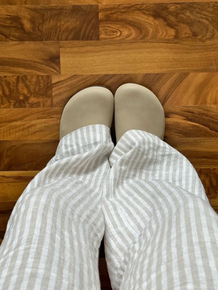 Betsey clog mules worn indoors, easy slip on shoes perfect for busy moms and everyday comfort at home